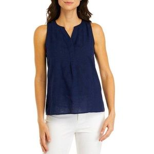 Crown & Ivy Sleeveless V-Neck Navy Peasant Top
